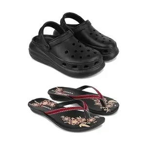 Premium Comfortable Regular Wear Clogs for Women with Stylish Flats Fashion Slippers for Women's & Girls Combo-O23-O18-5 Maroon-EURO-36