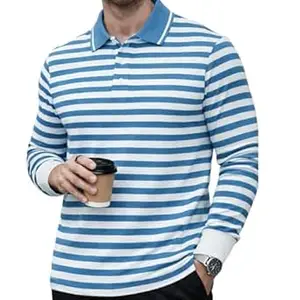 Mack Jonney Men’s Premium Striped Polo T-Shirt | Long Sleeve Cotton Blend | Casual & Smart Wear-M6721