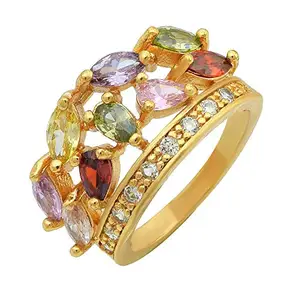 Memoir Gold plated Colourful CZ Princess jewellery Fashion finger ring Women gift