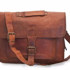 Znt Bags Genuine Leather Multi-Compartment Laptop Sleeves/Briefcase/Messenger Bag/Laptop Bag (Dark Brown)