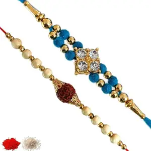Rakhiya.com Designer Rakhi set of two, Multicolour rakhi, combo of two (set of 2), With Roli Chawal Packet 0835