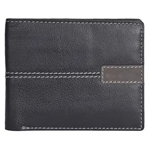 Leatherman Fashion LMN Genuine Leather Black Gray Unisex Wallet 6 Slots
