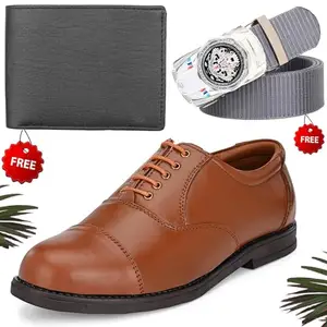 Graceful Formal Shoes/Party Shoes/Shoes Combo with Free Wallet & Belt for Men and Boys (BAZAAR5392_VTOR-BLK-1010) Multicolor