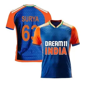 Ind T20 Cricket Team Jersey Tshirt 2024-25 -Hardik 33-Dhoni7,Virat 18,Surya 63,Rohit 45,Rishabh 17,KL Rahul 1(12-13Years,Blue-03)