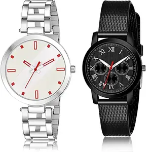 NIKOLA Rich Analog White and Black Color Dial Women Watch - GM237-(73-L-10) (Pack of 2)