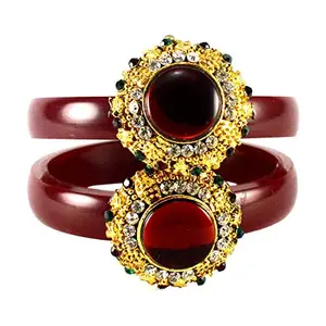 MAYA FASHION Maroon Stone Acrylic-Brass Bangle With Very Extra Large Size Elegant Extra Large Size Bangle | Perfect Fit for Plus Size banglesTrendy and Comfortable Fit for woman and girls | (Sku-ban1458)