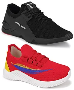 Camfoot Men's (9273-9287) Multicolor Casual Sports Running Shoes 8 UK (Set of 2 Pair)