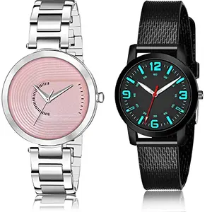 NEUTRON Analogue Analog Pink and Black Color Dial Women Watch - GM218-(46-L-10) (Pack of 2)
