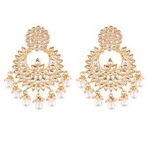 I Jewels Traditional Gold Plated Chandbali Earrings Encased With Faux Kundans For Women/Girls (E2456WM)