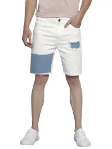 Visit the The Indian Garage Co Store The Indian Garage Co Men Slim Fit Solid Mid-Rise Denim Shorts