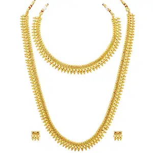 I Jewels 18K Gold Plated Traditional Style Choker Necklace Jewellery Set for Women/Girls (MC115FL)