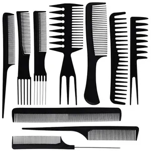COSLUXE Hair Stylists Professional Styling Comb Set, Great for All Hair Types & Styles Comb set kit Multifunction Anti-Static Barbers Brush Combs Tool for Women Men Kids 10PCS OF 1 SET, BLACK