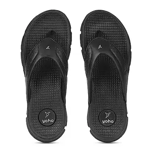YOHO Breeze Men Slippers With Arch Support | Soft Comfortable & Anti Skid Men's Flip-Flops & Slippers |Styles | Daily Use |Breeze (Black, numeric_9)