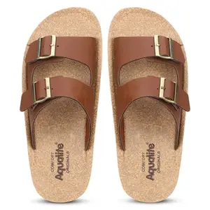 Aqualite Men's Classic Cushion Sliders/Slippers with Adjustable Buckle Strap for Adult Comfortable & LightWeight |Stylish & Anti-Skid| Waterproof & Everyday Flip Flops