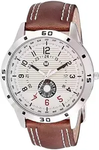 Wizard Times Men’s Watch, Black Leather Strap, Black Date Dial, Formal & Casual Wear, Water Resistant Watch, Analog Boys Watch, Gift Watch for Men (Brown)