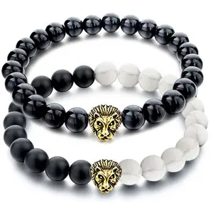 YouBella Fashion Jewellery Natural Healing Stones Divine Black and White Beads Daily/Party Wear Fancy Stylish Couple Bracelet for Men/Women/Boys/Girls