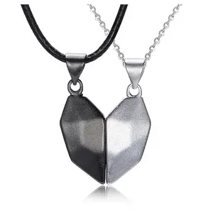 Sparrow Industry Matching Magnetic Half Heart Pendant Necklaces for Women for Couples and Friendship - 2 Pieces