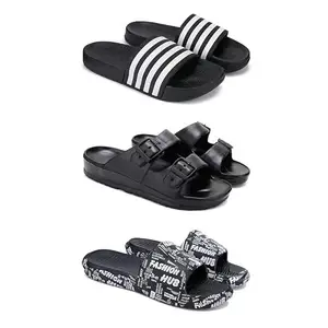 Lightweight,Classic SliderSandals with Clogs for Men-Combo(3)-3024-3115-3103-9 Black-2868