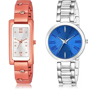 NIKOLA 3D Design Analog Silver and Blue Color Dial Women Watch - G656-G602 (Pack of 2)
