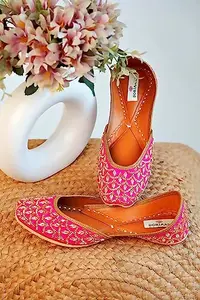 Doriaana Gulabo Hot Pink Loafer Jutti | Women & Girl's Ethnic Shoes | Jaipuri Jutti | Nagra | Mojari, Punjabi Style Beautiful Juti for Ladies | Stylish Mojari for Women | Latest Mojari for Girls