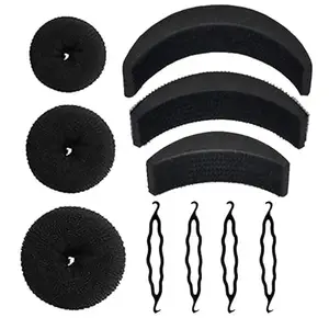 CHRONEX Pack of 10pcs, 4 Piece Juda Maker Accessories -3 Donuts, 3 Banana Clips, Styling Tools