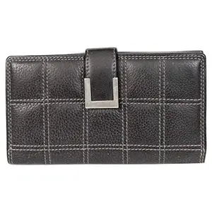 Leatherman Fashion LMN Genuine Leather Women's Black Wallet 11 Card Slots