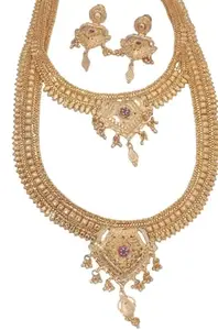 AK FASHION me.. One gram gold plated Haram, necklace with earrings combo MODEL NO 2 PACK OF 1