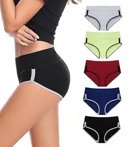 DIVING DEEP Panties for Women | High Waist Panty for Girl | Cotton High Waist Full Coverage Panty | Soft, Breathable & Comfortable Daily Underwear | Full Stretchable Hipster Briefs | Pack of 5