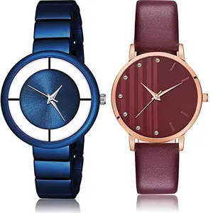 NEUTRON Designer Analog Blue and Red Color Dial Women Watch - G633-GM324 (Pack of 2)