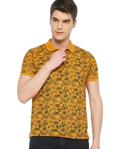 RELANE Men's Printed Polo Tshirt -ACCPOLO103-Mustred Yellow