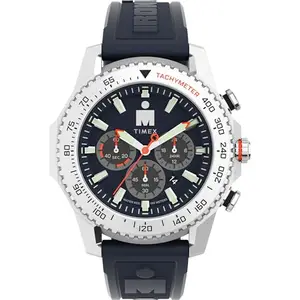 TIMEX Ironman Finisher Adrenaline Analog Watch for Man with Blue Round Dial & Blue Polyurethane Strap Band Water Resistant Men's Wrist Watches - TW2W55500UJ