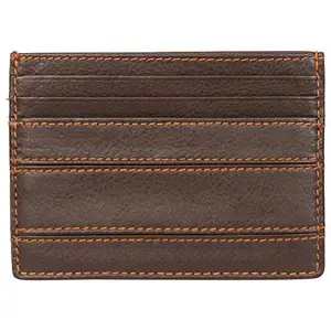 Leatherman Fashion LMN Genuine Leather Brown Unisex Card Holder with (4 Slots)
