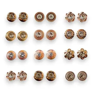 AccessHer Gold-Tone Contemporary Stud Earrings Combo Set | Classy Crystal Jewellery/Tops in Different Design For Everyday Use Earrings For Women and Girls