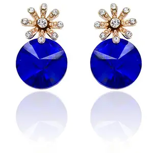 YouBella Jewellery Crystal Stud Earrings for Girls and Women (BLUE)