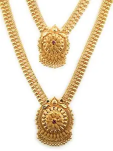 Sasitrends One Gram Micro Gold Plated Latest Short Long Haram Neklace for Women