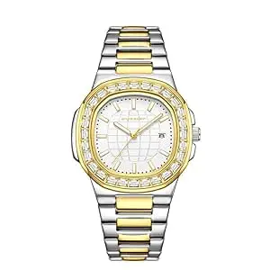 Visit the Giordano Store Giordano Luxury Watch for Men with Textured Dial, Crystal Bezel, Date Display and Stainless Steel Strap