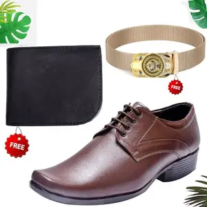 Attractive Trendy Formal Shoes/Party Shoes/Shoes Combo with Free Wallet & Belt for Men and Boys (BAZAAR853_AXR-TC-1004) Multicolor
