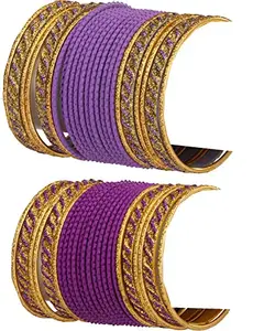 Somil Designer Colorful Combo of 2 Metal Bangle Set, for Party and Daily Use, 24 Bangle Each Color-MX68