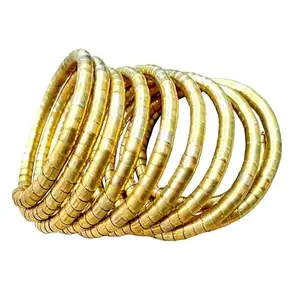 Shivarth Trendy Spiral Flexible Golden Hoop Cuff Bangle Women & Girls Free Size Bracelets Matel Spiral Viral Hand Charm Bracelets Pack Of 1