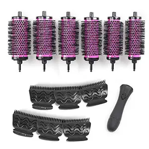 XCELLENT GLOBAL XG Round Hair Brush Set with Detachable Barrels Styling Tool, 6 Barrels 1 Handle 6 Clips, Small Medium Large