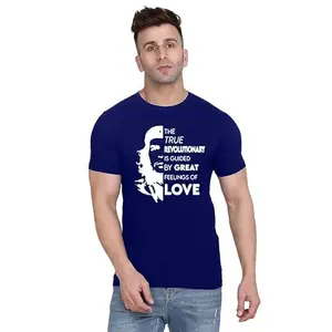 ALLEN BLACK Men's Round Neck T-Shirt, (GU_ L_2153_BZR) Navy