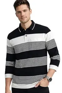 SANE ORIGINALS Full Sleeves Textured Polo Tshirt for Men with Pocket || Long Sleeves Collar and Pocket T-Shirt for Men