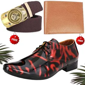 Vitoria Men's Aadab PU Formal/Party Shoes | Shoes Combo with Free Wallet & Belt | Stylish & Comfortable | Ideal for Office, Casual Outings, Parties (6180_RT-Tan-101) (Multicolor)(Size: 10UK)