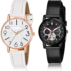 NEUTRON Chronograph Analog White and Black Color Dial Women Watch - GW55-(14-L-10) (Pack of 2)