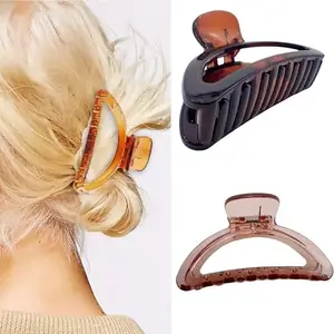 RHOSYN Set of 3 Medium Hair Clips, Non-slip Hair Claw ClipsSemicircle Claw Clips Hair Styling Accessories, Acrylic Banana Hair Barrettes for Women/Girls,