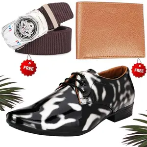 Graceful Formal Shoes/Party Shoes/Shoes Combo with Free Wallet & Belt for Men and Boys (BAZAAR6298_RT-Tan-101) Multicolor