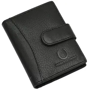 Husk N Hoof RFID Protected Leather Credit Card Holder Wallet for Men Women Black (20 Card Slots)