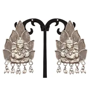 Oxidised Silver Traditional God Ganeshji Earrings for Girls and Women - Temple earring for Festivals, Weddings