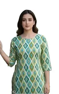 Cotton Printed Tunic Top for Women, 3/4 Sleeve Casual Kurti
