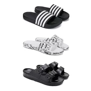 Lightweight,Classic SliderSandals with Clogs for Men-Combo(3)-3024-3104-3115-7 Black-2374